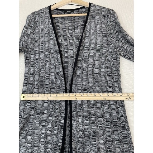 Alfani Open Front 3/4 Sleeve Cardigan Gray Black Womens Size Medium Cotton Blend - Picture 7 of 12